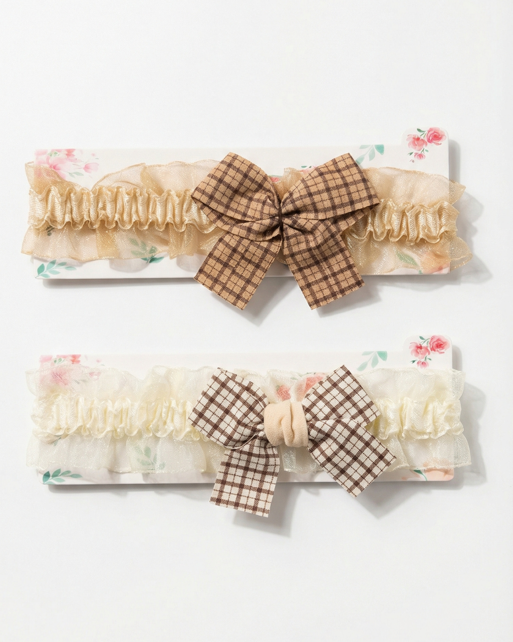 Vintage Plaid Bow Stretch Headband Set — Pearls Glam Studio, view 2 of 5