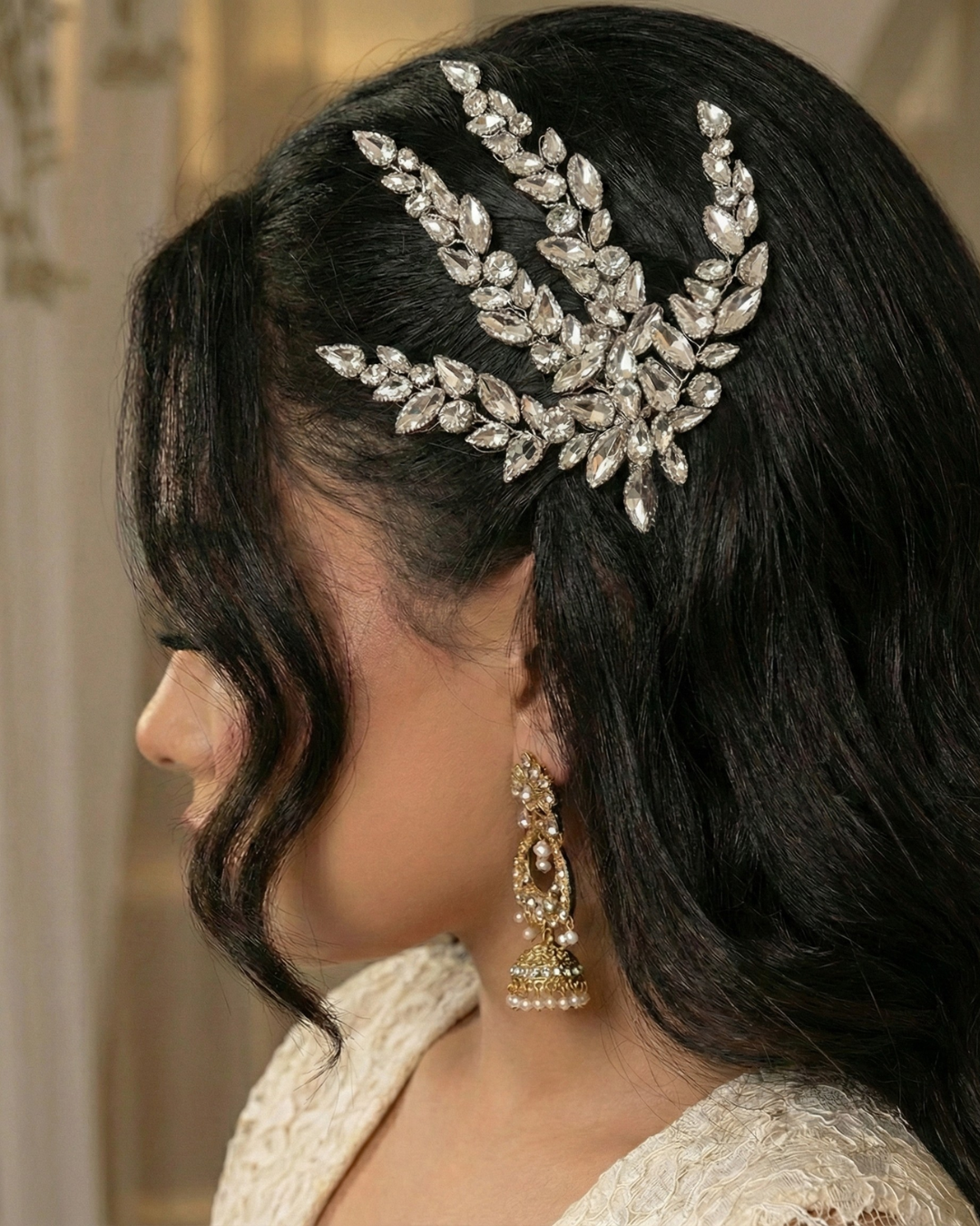 Elegant Rhinestone Hair Piece for Brides & Models — Pearls Glam Studio, view 3 of 4