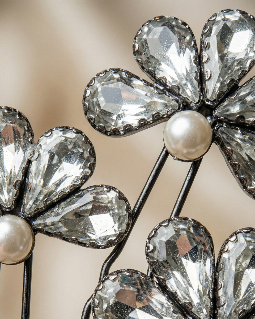 Rhinestones Hair Pins with Pearl – Set of 3 — Pearls Glam Studio, view 5 of 7