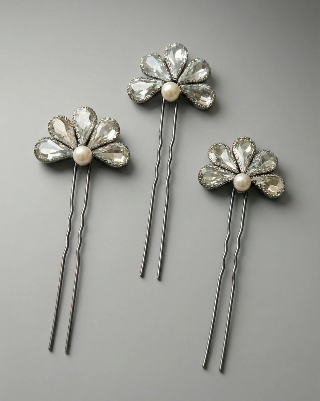 Rhinestones Hair Pins with Pearl – Set of 3 — Pearls Glam Studio, view 7 of 7