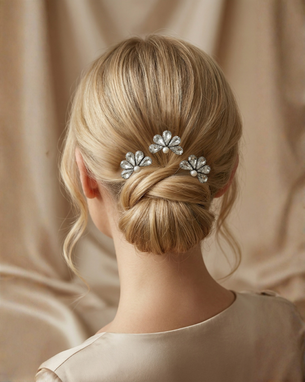 Rhinestones Hair Pins with Pearl – Set of 3 — Pearls Glam Studio, view 4 of 7