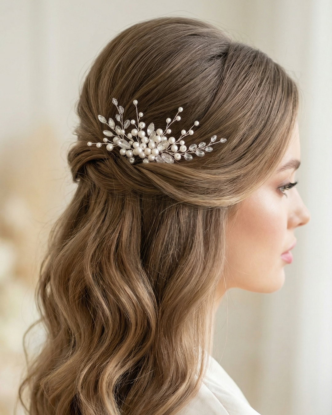 The Elara Ivory Pearl Hair Comb — Pearls Glam Studio, view 6 of 7