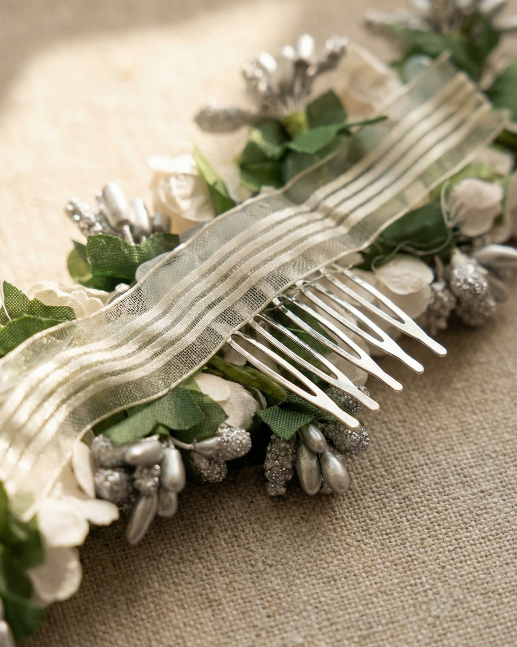 The Winter Garden Floral Hair Comb — Pearls Glam Studio, view 2 of 5