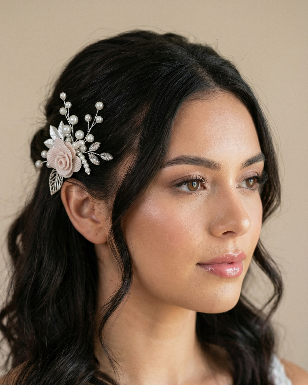 The Roselle Pearl Floral Hair Comb — Pearls Glam Studio, view 5 of 6