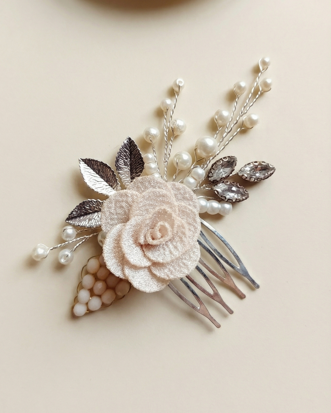 The Roselle Pearl Floral Hair Comb — Pearls Glam Studio, view 4 of 6