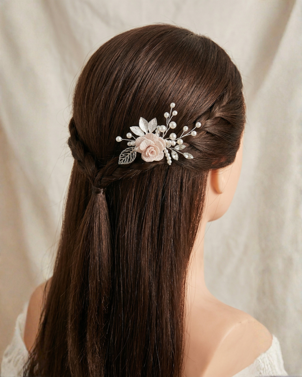 The Roselle Pearl Floral Hair Comb – Ivory Rose Edition