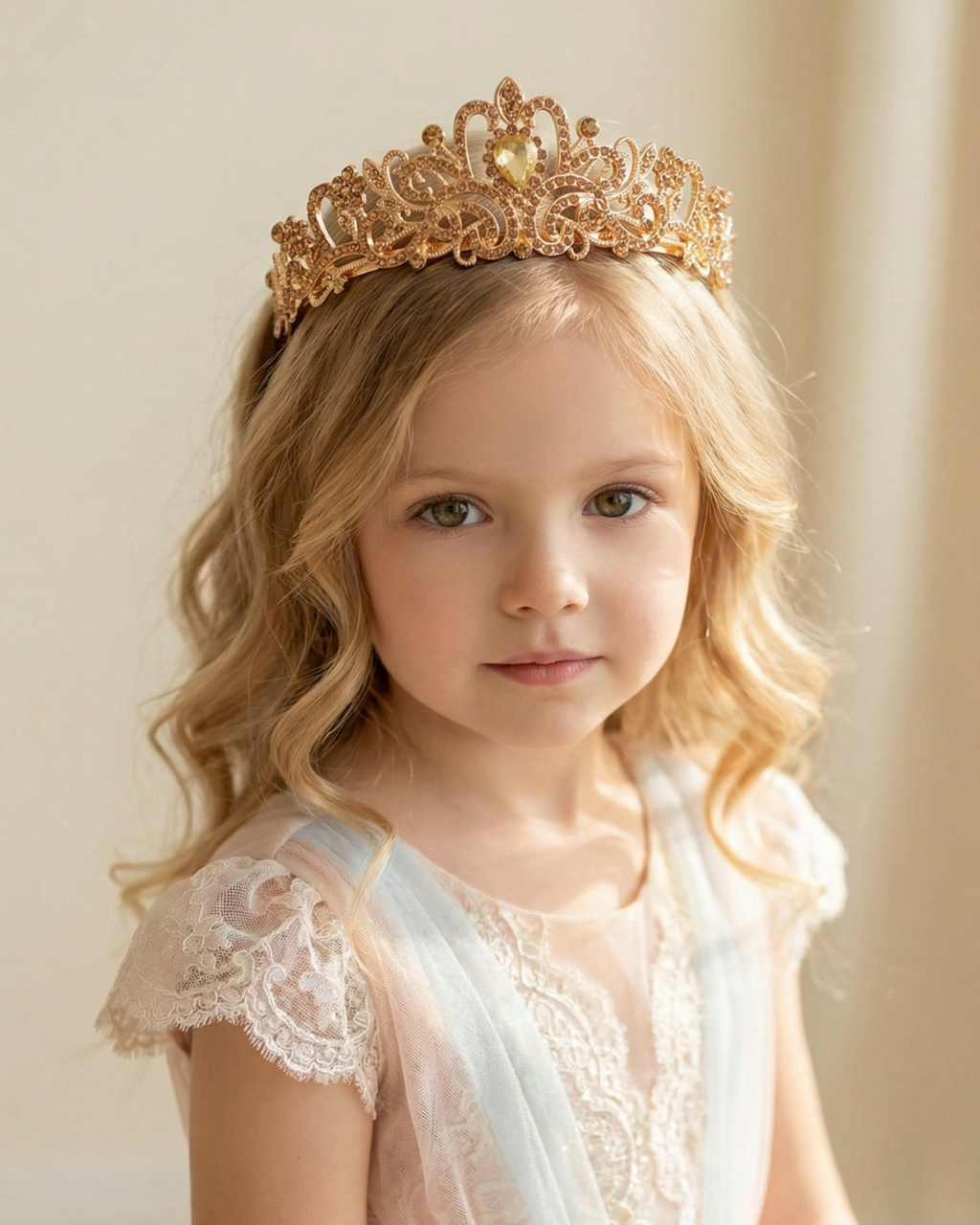 The Aurelius Gold Crystal Crown – Regal Statement Tiara — Pearls Glam Studio, view 3 of 6