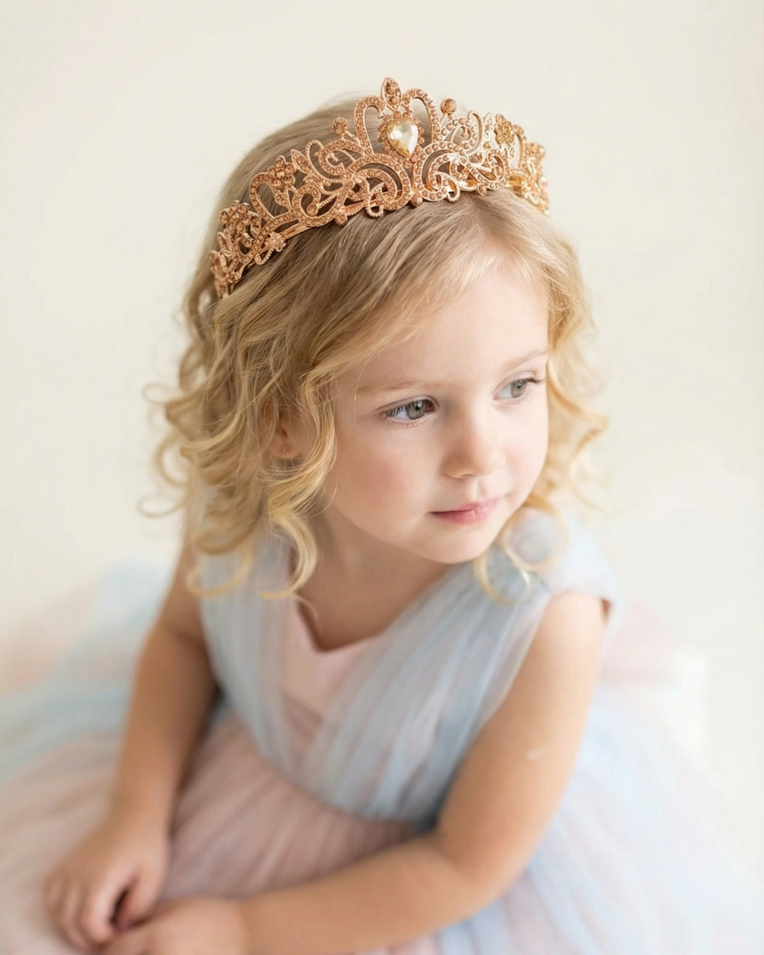 The Aurelius Gold Crystal Crown – Regal Statement Tiara — Pearls Glam Studio, view 6 of 6