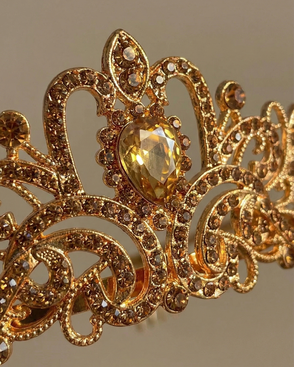 The Aurelius Gold Crystal Crown – Regal Statement Tiara — Pearls Glam Studio, view 5 of 6