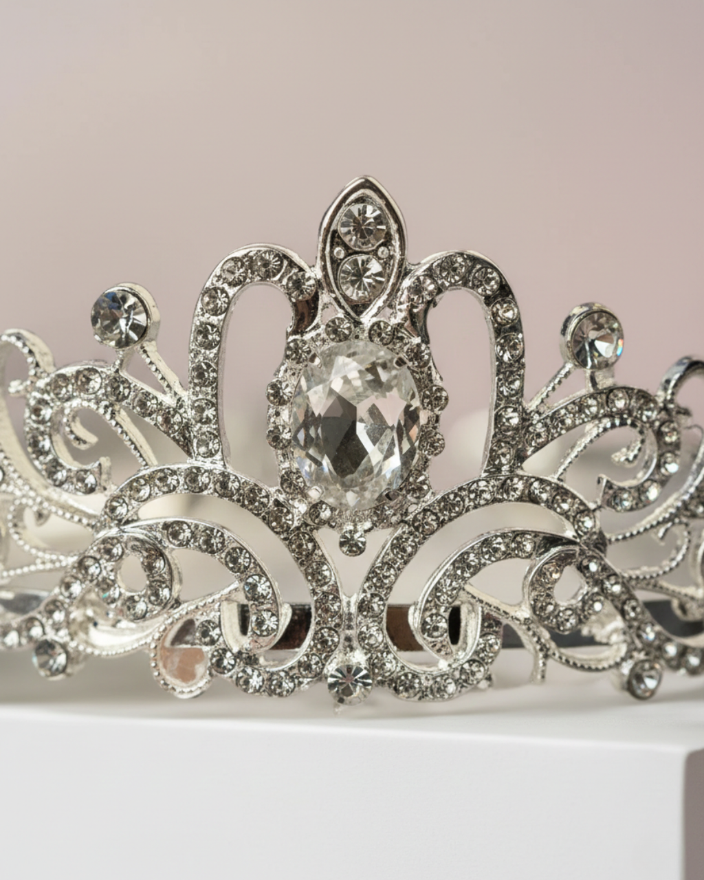 Silver Crystal Tiara Crown — Pearls Glam Studio, view 1 of 4