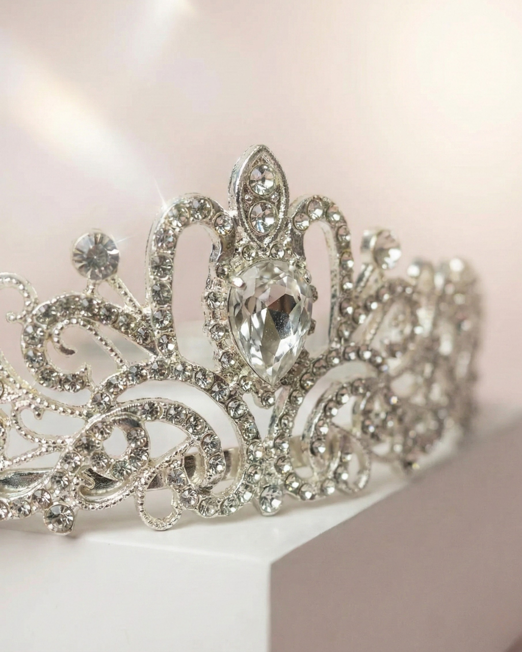 Silver Crystal Tiara Crown — Pearls Glam Studio, view 2 of 4