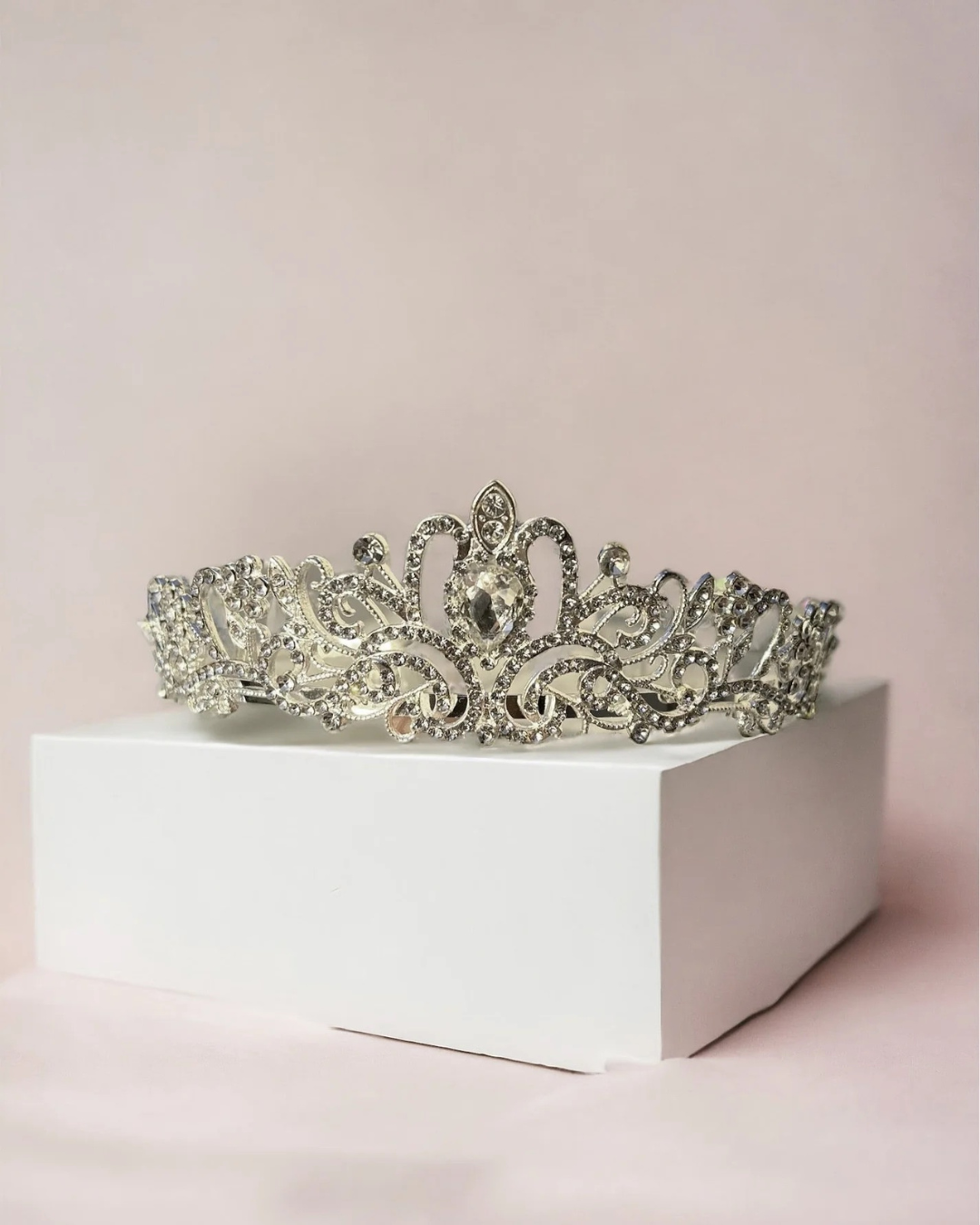 Silver Crystal Tiara Crown — Pearls Glam Studio, view 3 of 4