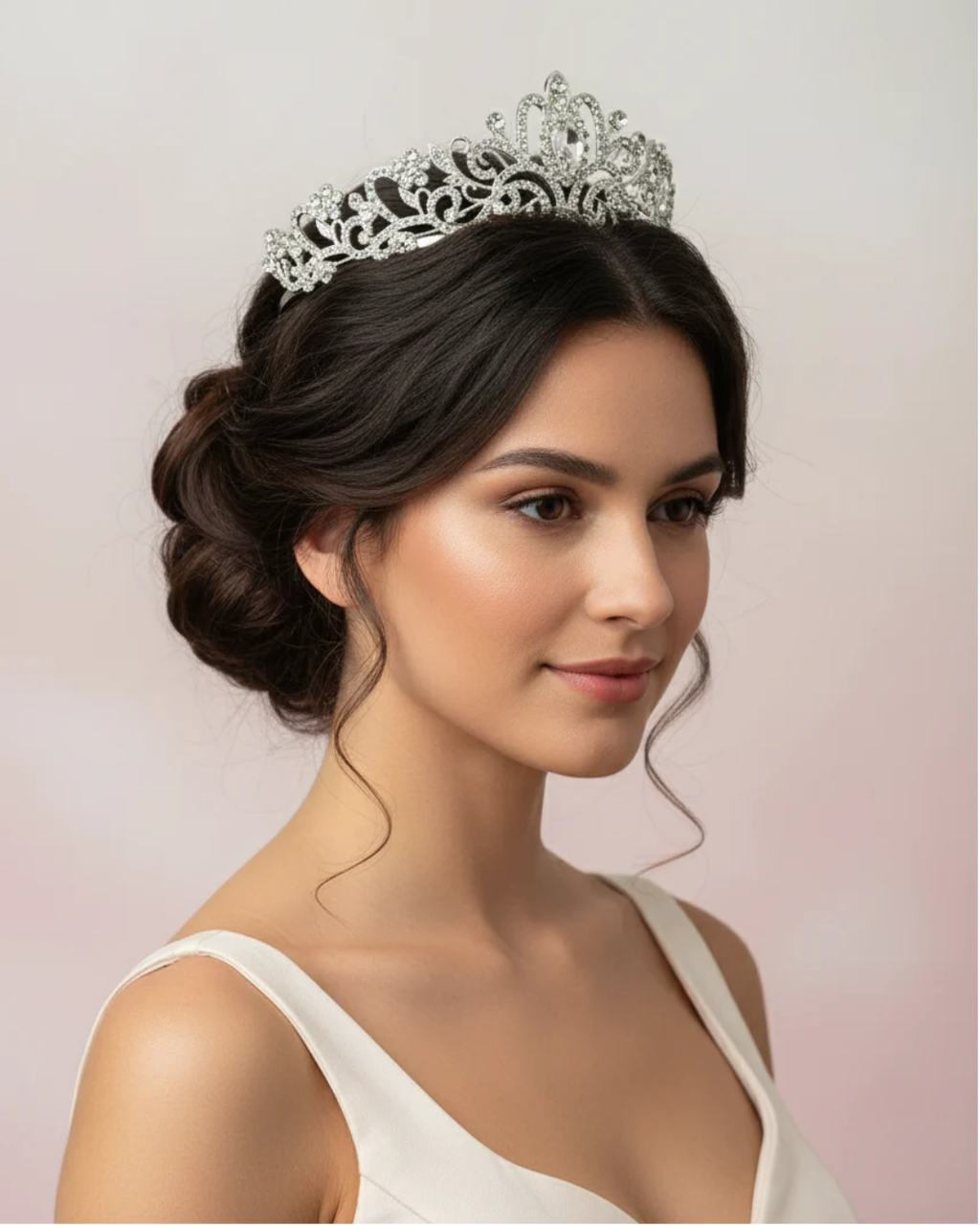 Silver Crystal Tiara Crown — Pearls Glam Studio, view 4 of 4