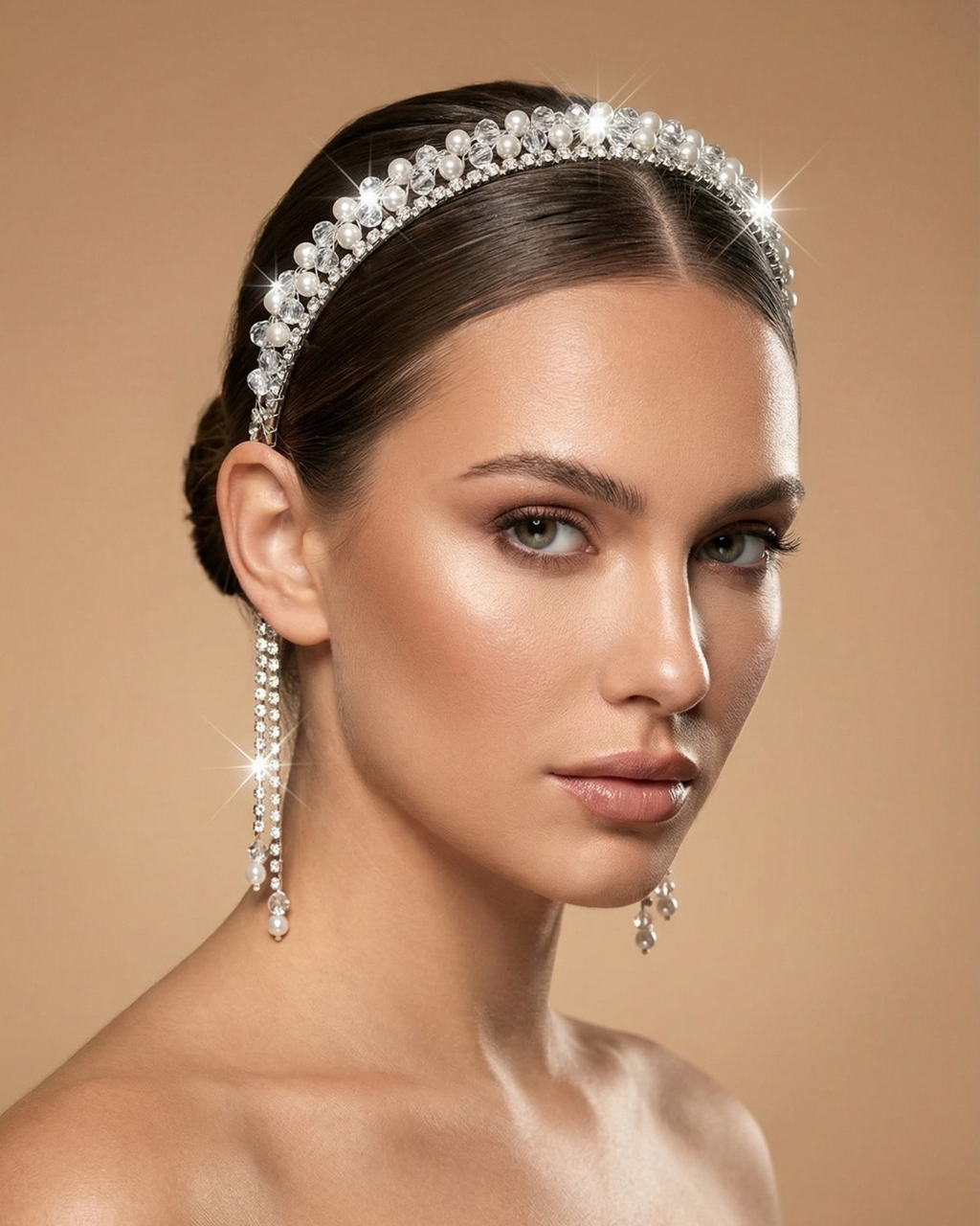 The Alina Pearl & Crystal Hair Band - Double — Pearls Glam Studio, view 6 of 6