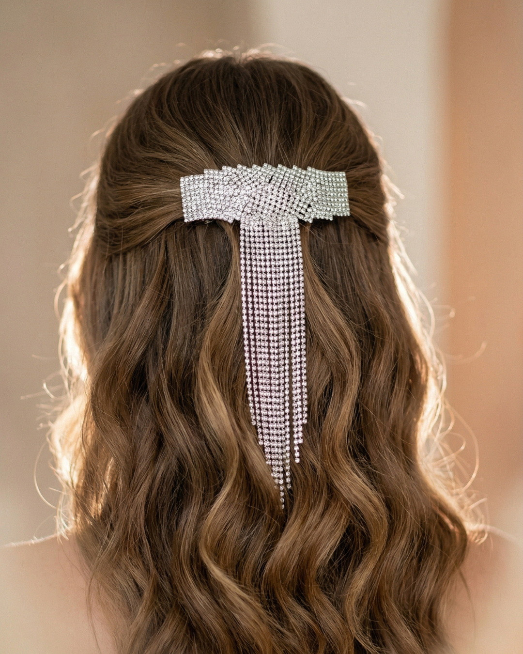 The Stardust Rhinestone Bow Clip – French Clip — Pearls Glam Studio, view 2 of 6