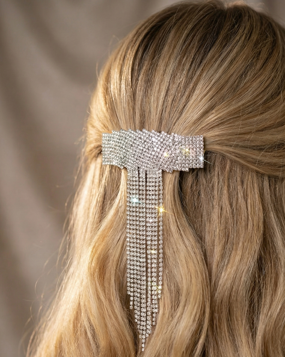 The Stardust Rhinestone Bow Clip – French Clip — Pearls Glam Studio, view 5 of 6