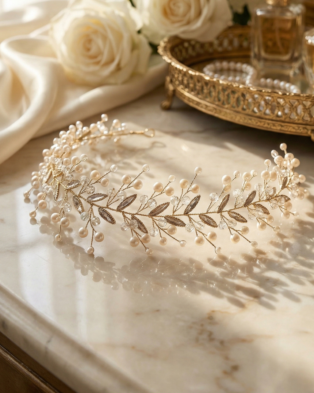 The Serene Pearl & Crystal Hair Vine — Pearls Glam Studio, view 3 of 7