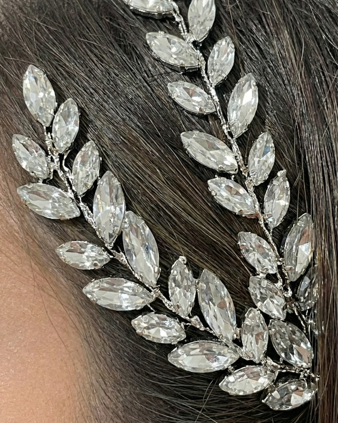 The Glow Laurel Crystal Hair Vine - Twin Silver — Pearls Glam Studio, view 3 of 5