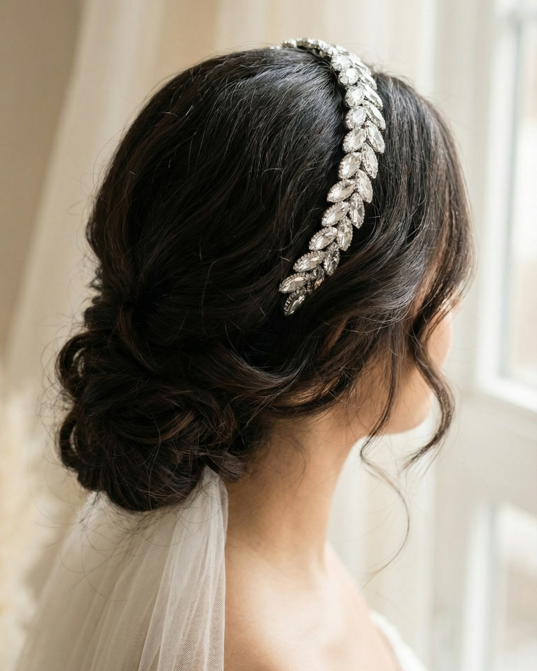 The Astra Headband - Silver Rhinestones — Pearls Glam Studio, view 4 of 6