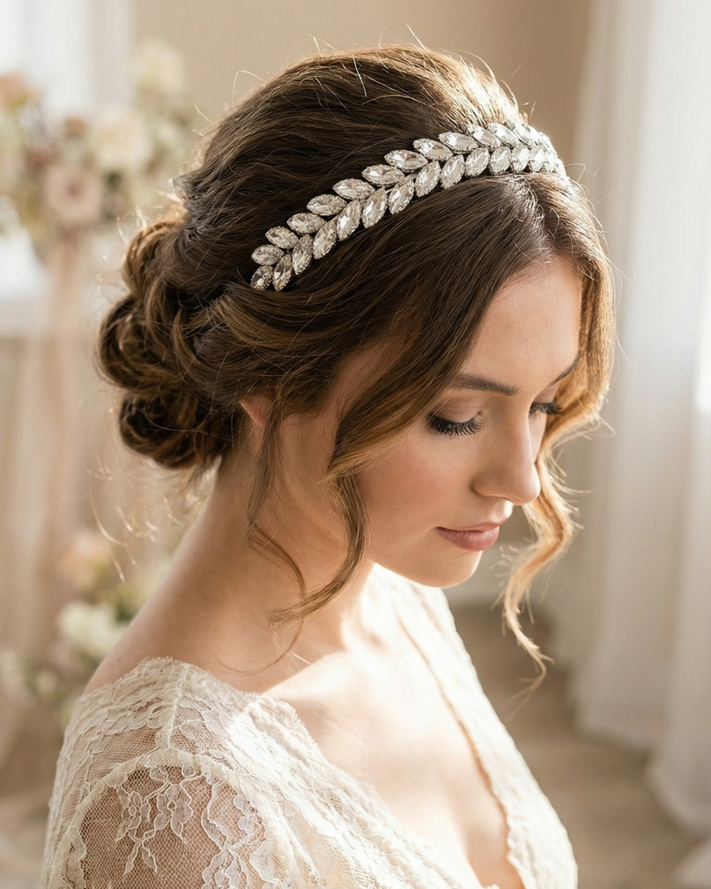 The Astra Headband - Silver Rhinestones — Pearls Glam Studio, view 2 of 6
