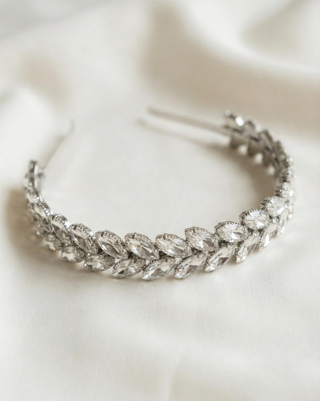 The Astra Headband - Silver Rhinestones — Pearls Glam Studio, view 1 of 6