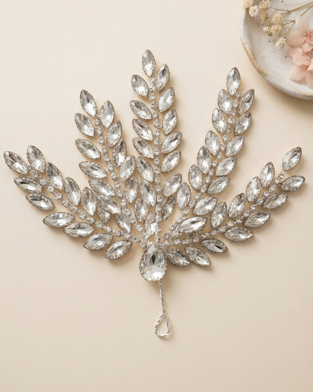 Noir Crystal Hair Piece — smoky marquise crystal fan — Pearls Glam Studio