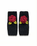 Handmade Wool Knit Fingerless Gloves – Rose Detail (Pair) — Pearls Glam Studio, view 1 of 5