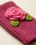 Handmade Wool Knit Fingerless Gloves – Pink Rose (Pair) — Pearls Glam Studio, view 1 of 4